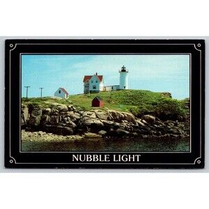 Postcard Maine York Beach Nubble Light Cape Neddick Lighthouse c1980s ME
